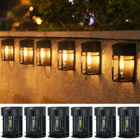 1 x RAW Customer Returns nipify Solar Wall Light Outdoor, Pack of 6 Solar Lights for Outdoor Wall Light Outdoor Garden IP65 Waterproof Solar LED Outdoor Lights Wall Outdoor Lamp Wireless for Porch Garage Fence Balcony Warm White - RRP €32.26