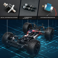 1 x RAW Customer Returns DEERC 9206E RC remote controlled car with 48 km h high speed, 4WD 1 10 CAR off-road 2.4GHz radio remote control monster truck buggy, 2 batteries long running time, crawler toy racing car for children adults - RRP €16.39