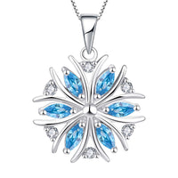 1 x RAW Customer Returns YL Snowflake Necklace 925 Sterling Silver with March Birthstone Aquamarine Blue Pendant Necklace for Women - RRP €59.99