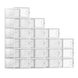 1 x RAW Customer Returns SONGMICS shoe boxes, set of 18, storage box for shoes, shoe organizer, foldable and stackable, for shoes up to size 44, sports shoes, high heels, flat shoes, transparent-white LSP106W18 - RRP €46.74