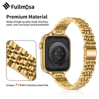 1 x RAW Customer Returns Fullmosa Slim Band Compatible with Apple Watch se Bracelet 40mm 41mm 38mm, Replacement Bracelets for Series 9 8 7 6 SE 5 4 3 2 1, Thin Elegant Metal Link Bracelet for Women, Gold - RRP €25.89