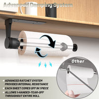 1 x RAW Customer Returns VEHHE kitchen roll holder with damping effect, kitchen roll holder without drilling black, hanging strong self-adhesive kitchen paper holder for kitchen bathroom, both available with glue and screws - RRP €16.99