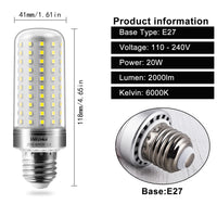 2 x RAW Customer Returns WEDNA E27 LED light bulbs, 20W replaces 150W light bulbs, 2000Lm, E27 corn lamp bulbs, corn cob bulbs, 6000K cool white, not dimmable, pack of 3 - RRP €41.38