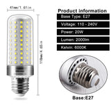 2 x RAW Customer Returns WEDNA E27 LED light bulbs, 20W replaces 150W light bulbs, 2000Lm, E27 corn lamp bulbs, corn cob bulbs, 6000K cool white, not dimmable, pack of 3 - RRP €41.38