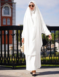 1 x RAW Customer Returns Odizli Abaya Muslim Ladies Prayer Clothes for Women Long Sleeve Hijab Long Top Maxi Skirt Ramadan Outfit Islamic Muslim Robe Kaftan Jilbab Khimar Burka Long Prayer Dress White One Size - RRP €32.26