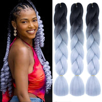 5 x Brand New Xtrend 24 Inch 3 Packs Ombre Jumbo Braiding Hair Synthetic Ombre Braiding Hair High Temperature Synthetic Crochet Braids Hair Extensions for Women 3Packs,Ombre Grey  - RRP €65.45