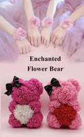 2 x Brand New Amtang Rose Flower Bear with Gift Box Greeting Card, Handmade Eternal Flower Bear with Heart Roses, Valentine s Day Birthday Weddings Unique Girls Pink Bear with White Heart  - RRP €50.52