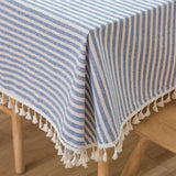 1 x RAW Customer Returns Plenmor Linen Tablecloth Cotton, Linen Look Tablecloth Washable Table Cloth Boho Tablecloth Rectangular for Kitchen Table and Outdoor Tablecloth Blue, 140 x 140 cm  - RRP €25.2