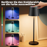 1 x RAW Customer Returns Keepoo LED table lamp, pack of 2, battery-operated table lamp, wireless, dimmable touch table lamp with USB charging station, warm white and 8 RGB colors, outdoor table lamp for restaurant, bedroom, bar, IP54, black - RRP €83.99