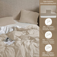 1 x RAW Customer Returns MILDLY bed linen 200x200 cotton, bed linen sets apricot 3 pieces with zipper Similar texture to stone washed linen and contains 1 duvet cover and 2 pillowcases 80x80 - RRP €50.41