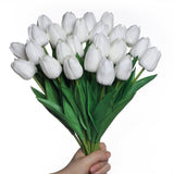 4 x Brand New Anaoo 24pcs White Artificial Latex Tulip, Artificial Bridal Flowers Bouquet for Home, Wedding, Party, Office Decoration, Floral Arrangements, - RRP €94.0