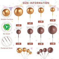 2 x Brand New Unfuntly 60pcs DIY Cake Topper Mini Balloon Cupcake Topper for Anniversary Birthday Party Cake Decoration Brown Gold  - RRP €30.24