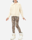 18 x Brand New Domee Girls Leggings Lined Thermal Leggings Winter Warm Pants 2 Pack Leopard Print with Dots 104-110 Manufacturer Size 110  - RRP €362.88