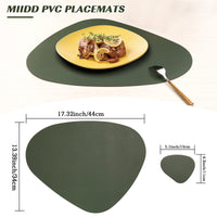 1 x RAW Customer Returns Placemats washable leather, placemats washable round, placemats washable round, placemat leather look, double-sided placemat and coaster plate set of 6 oval green blue  - RRP €26.89