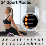 1 x RAW Customer Returns Smartwatch women, 1.32 inch fitness tracker IP67 waterproof, fitness watch with female cycle management heart rate monitor sleep monitor, pedometer watch women round, smartwatch for Android iOS cell phone silver  - RRP €53.3