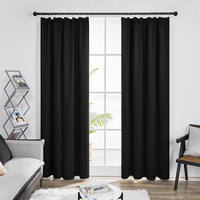 1 x RAW Customer Returns Deconovo curtains, blackout curtains with ruffle tape, bedroom curtains, cold protection, 245 x 140 cm height x width , black, set of 2 - RRP €36.8