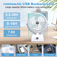 1 x RAW Customer Returns Wastou Desk Fan, USB Rechargeable Table Fan, Portable Tower Fan with 10000mAh Rotating Head Quiet Fan for Bedroom, Office and Desktop - RRP €28.69