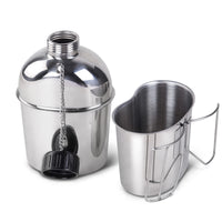 1 x RAW Customer Returns Goetland stainless steel US military canteen set 1.2l with 0.6l cup nylon bag water bottle cooking pot camping mug - RRP €33.26