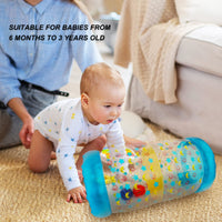 1 x RAW Customer Returns Gxhong Baby Crawling Aid Inflatable Roller with Bell, Baby Crawling Toys Fitness Toys for 6 Months 1 2 3 Years, Blue - RRP €15.98