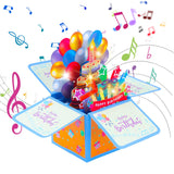 1 x RAW Customer Returns Jostift Birthday Card with Music, 3D Pop Up Singing Card with Lights and Music, Blowable LED Light Candle Card for Children, Women, Men, Girlfriend, Mom Blue  - RRP €9.67