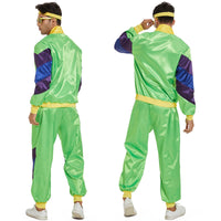 1 x RAW Customer Returns Ulikey 80s 90s Tracksuit, Retro Style Tracksuit, 80s Clothing for Men and Women with Headband Bracelets and Glasses, Adult 80s Tracksuit Costume S M, Men  - RRP €30.73