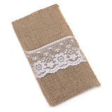 1 x Brand New Wisboey Lace Cutlery Pouch Tableware Hessian Rustic Christmas Decor Wedding Table Decoration Wedding Party - RRP €19.2