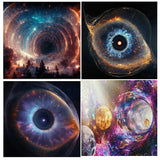 12 x Brand New Diamond Painting Set of 4 40 x 40 cm Diamond Painting Pictures Cosmic Black Hole Diamond Painting Cosmic Eye 5D Diamond Painting Kits Planets Diamond Painting Landscape Mosaic Galaxy - RRP €244.8