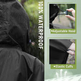 1 x RAW Customer Returns Waterproof Rain Poncho for Women Men, Multipurpose Rain Poncho for Adults Cape with Black Hood - RRP €28.46