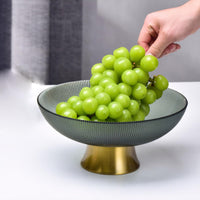 2 x Brand New PANNIXIA Glass Fruit Bowl Large With Base Black Modern Ferm Living Glass Bowl With Base Decorative Bowl Metal Fruit Bowl - RRP €68.54