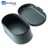 1 x RAW Customer Returns KADAX bread box made of steel, 34x17x15cm bread container, vintage bread tin with lid for fresh baked goods, bread storage box for bread, rolls black  - RRP €31.66