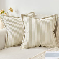 7 x Brand New MIULEE Corduroy Cushion Covers Soft Decorative Square Cushion Covers for Spring Soft Cushion Cover Striped Corduroy Cushion Cover Set of 45x45cm, Cream - RRP €139.93