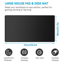 1 x RAW Customer Returns LL-COEUR XXL Black Mouse Pad Gaming Mouse Mat Laptops Desk Pad 750 x 400 x 3 mm  - RRP €30.28