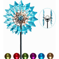 1 x RAW Customer Returns Solar Windmill New Azure 75in Solar Powered Glass Globe Kinetic Dual Alignment Multicolor LED Lighting Patio, Lawn, Garden Garden Wind Chime - RRP €53.99