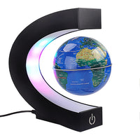 1 x RAW Customer Returns Magnetic Floating Globe with Colored LED Lights C Shape Anti-Gravity Maglev Rotating World Map for Gift Home Office Desk Decoration With Switch, Blue  - RRP €31.99