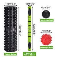 1 x RAW Customer Returns Odoland fascia roller fascia set 5 in 1 with foam roller 45 x 14cm massage roller foam roller massage balls for fascia training of muscles and relief of sore muscles - RRP €34.76