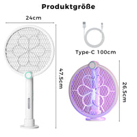 1 x RAW Customer Returns TAKUZA Electric Fly Swatter Extra Strong 4000V, 2 in 1 USB Foldable Electric Fly Swatter with 1200mAh Rechargeable Battery, LED Light, with UV Light Trap, 3-Layer Protective Net, White - RRP €17.99