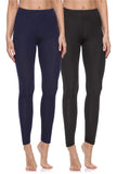 1 x RAW Customer Returns Merry Style Women s Long Cotton Leggings 2 Pack MS10-198 Black Navy, M  - RRP €24.99