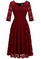 1 x RAW Customer Returns Dressystar Women s Festive Lace Dress Summer Evening Dress Short Ball Gowns Christmas Party Dress Dark Red XL - RRP €59.74