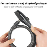 1 x RAW Customer Returns FISHTEC - Anti-theft bicycle lock with alarm - Cable for bicycle, motorcycle, lock - Alarm 95 decibels - Works with batteries - Comes with two keys - Length 62 CM - Cable 2 CM - Black - RRP €19.99