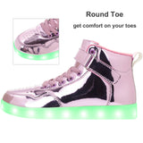 1 x RAW Customer Returns APTESOL Unisex LED Luminous Shoes High-Top Light Flashing Sneakers USB Charging Shoes for Women Men Pink, 37  - RRP €38.99