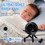 1 x RAW Customer Returns Funsland USB Fan Quiet, Fan for Stroller with Adjustable Tripod, Small Fan with Battery, 1800mAh, Maximum 8h Mini Fan, Portable Fan for Stroller Bedroom Office - RRP €24.34