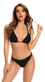 1 x RAW Customer Returns SHEKINI Women s Two Piece Swimsuit Halter Triangle Bikini Top Cross Tie Up Women s Bikini 2 Pieces Elegant Triangle Low Waist Beach Bikini Bottom M,Black K  - RRP €28.89