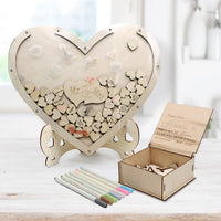 1 x RAW Customer Returns Bosillsm Wooden Guest Book with 80 Writable Hearts and 7 Pens, Wedding - RRP €36.38