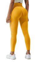 1 x RAW Customer Returns LUODUODUO Sport Gym Leggings Damen - High Waist Scrunch Butt Push Up Boom Booty Seamless Sporthose Laufhose Fitnesshose Tights 07 Mango Gelb - S - RRP €23.14