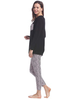 1 x RAW Customer Returns Joyaria Women s Long Cotton Pajamas Two-Piece Lightweight Long Sleepwear Sets for Women with Print Pajama Leggings Black, Size S - RRP €36.99