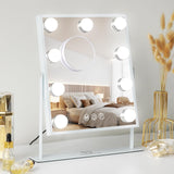 1 x RAW Customer Returns FENCHILIN makeup mirror with lighting 9 dimmable LED lamps Hollywood mirror 360 rotatable illuminated makeup mirror cosmetic mirror with light 3 light colors white 25x30 cm - RRP €49.99