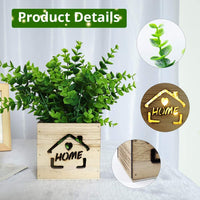 1 x RAW Customer Returns AceList 2 pieces artificial plant with LED lights in wooden box, 11 x 9 x 26 cm artificial plant in pot for home office desk kitchen decoration, Valentine s Day Mother s Day - RRP €27.22