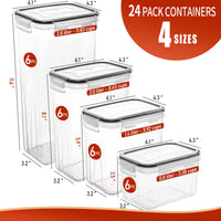 1 x RAW Customer Returns Skroam Storage Containers Set of 24, BPA-Free, Cereal Storage Containers Food Storage Containers, Airtight Kitchen Storage Containers, 40 Labels for Grains, Flour, Sugar Black  - RRP €39.53