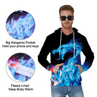 1 x Brand New Freshhoodies 3D Fire Dragon Hoodie Graphic Hooded Sweatshirt with Kangaroo Pocket Christmas Halloween Festival Sweater S - RRP €22.8