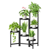 1 x RAW Customer Returns iDavosic.ly Plant Stand Metal with 6 Tiers, Flower Stand Plant Shelf Flower Shelf Indoor Outdoor Foldable Flower Stairs Indoor Plant Stand Shelf for Garden Balcony Living Room Round, Black  - RRP €54.35